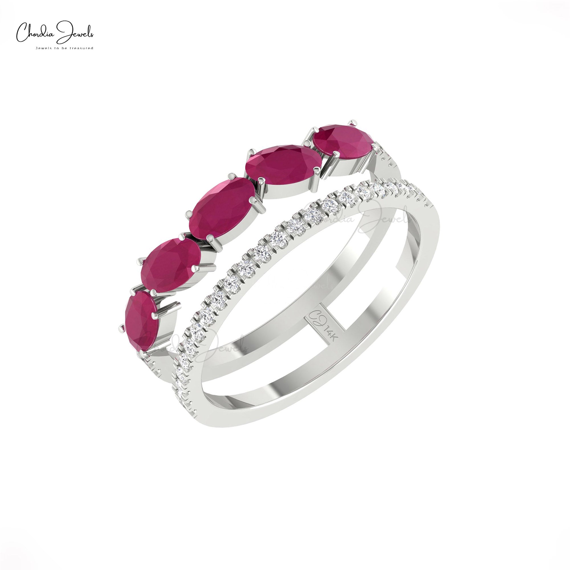 Real Ruby Split Shank Dual Band Ring In 14k Gold By Chordia Jewels