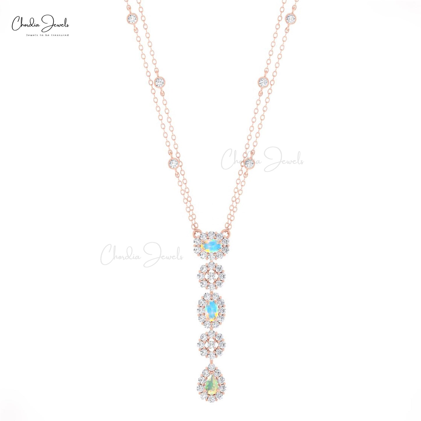 Ethiopian Opal Y Drop Necklace