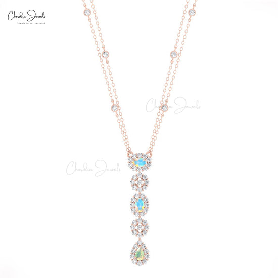 Ethiopian Opal Y Drop Necklace