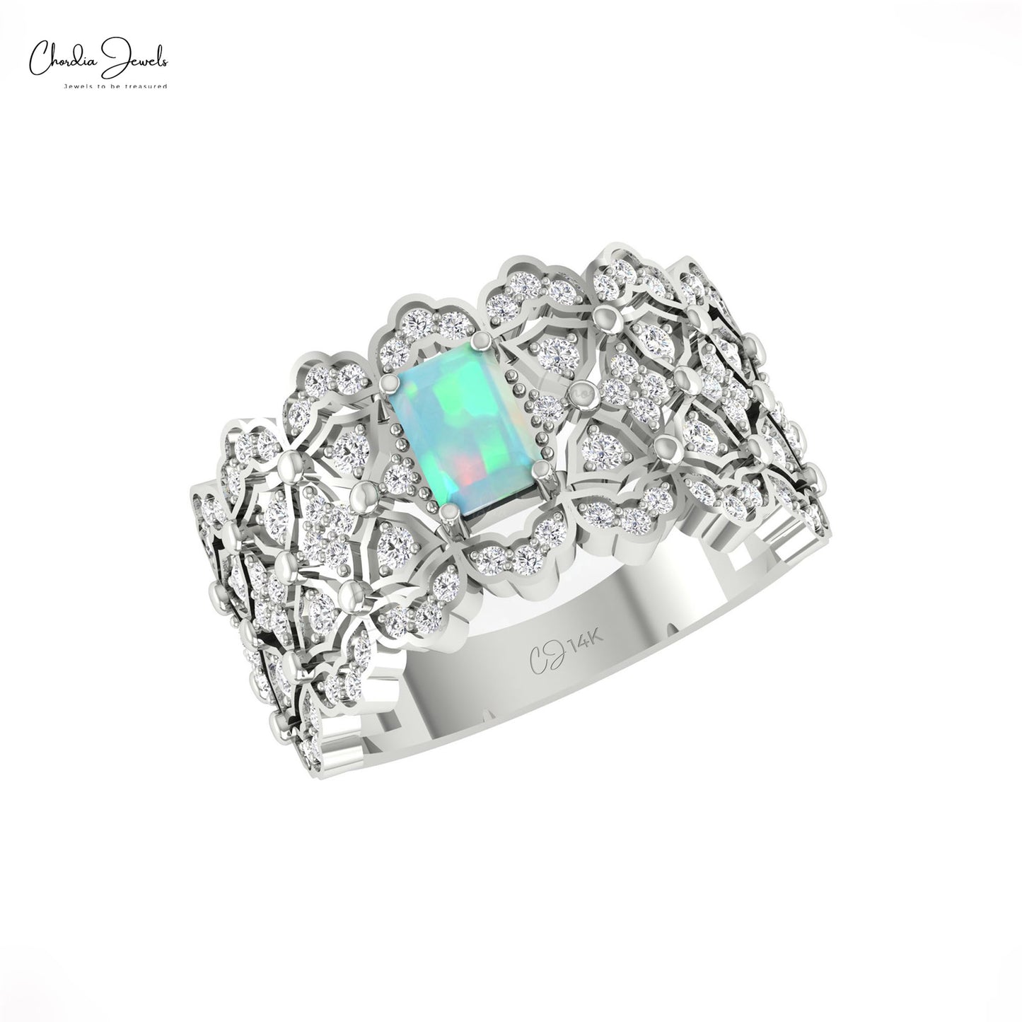 Octagon Cut Gemstone Ring