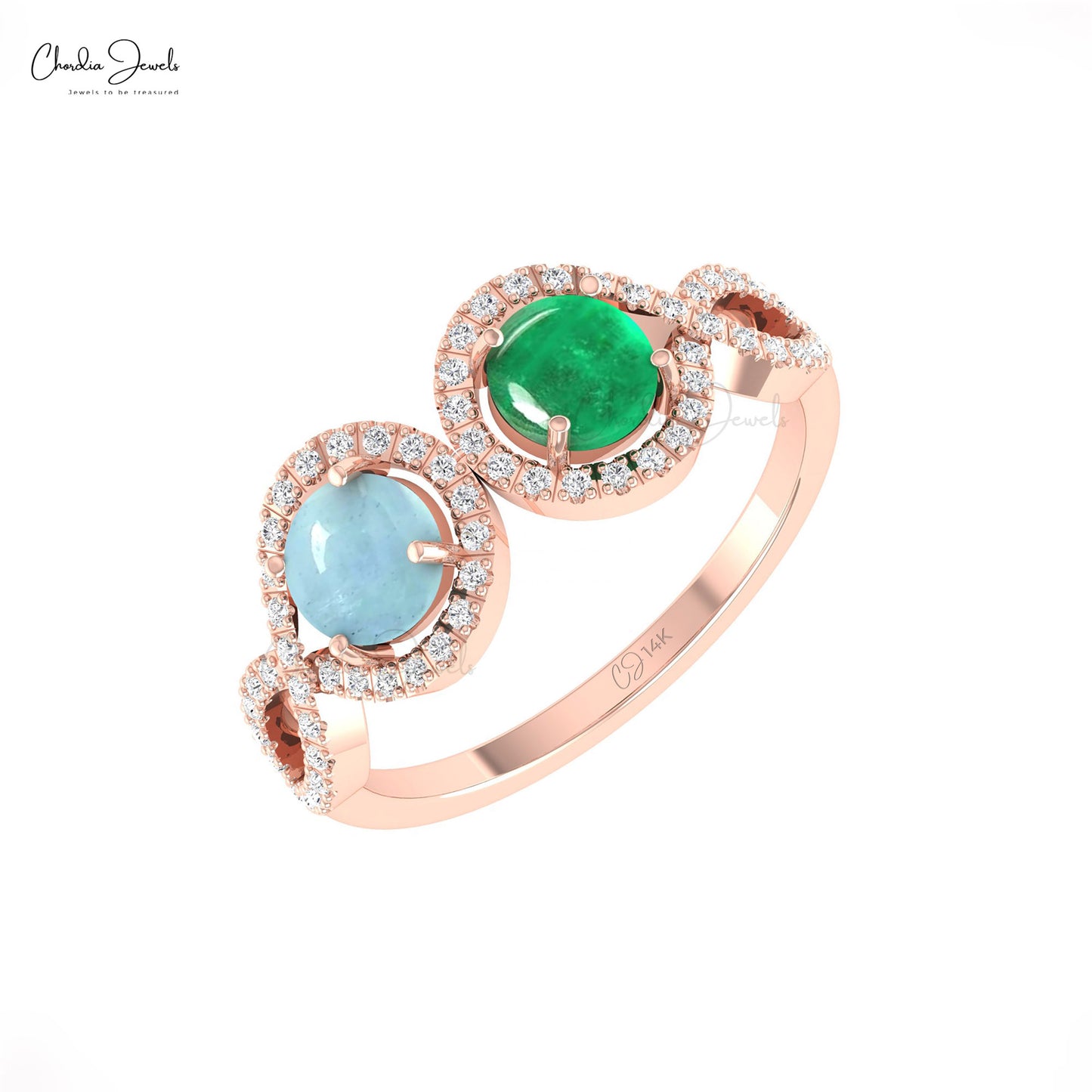 Find perfect finishing touch with this emerald and aquamarine ring.