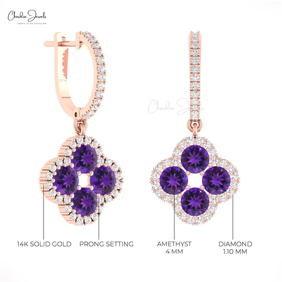 14k Gold Diamond Halo Earrings