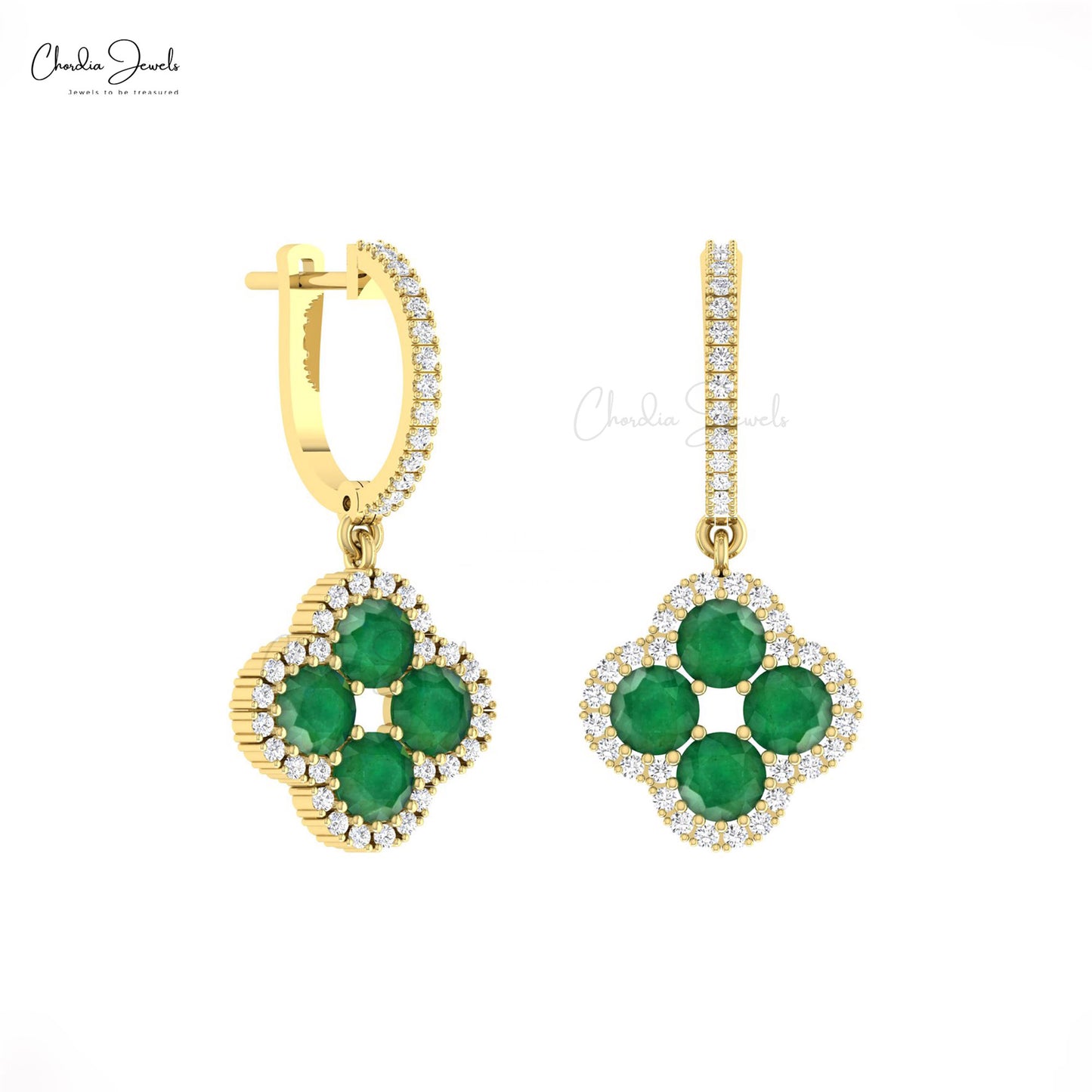 May Birthstone 4 Leaf Earrings