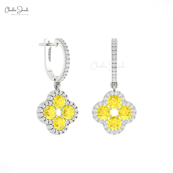 Yellow Sapphire Clover Earrings