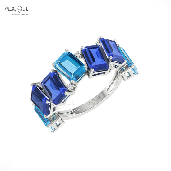 Women’s 3.3 Ct Gemstone Diamond Half Eternity Ring in Gold