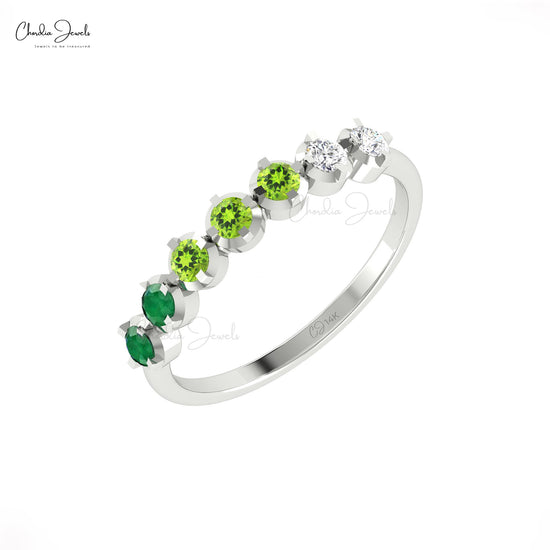 Women’s 14k Gold Emerald, Peridot, and Diamond Ring