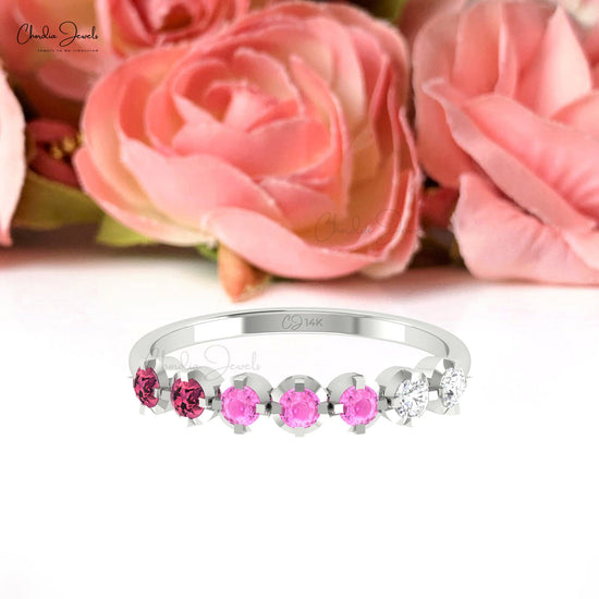 Sapphire and Pink Tourmaline Diamond Band for Women