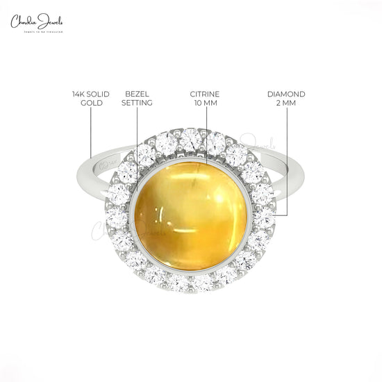 Bezel Set Citrine Gemstone Ring 