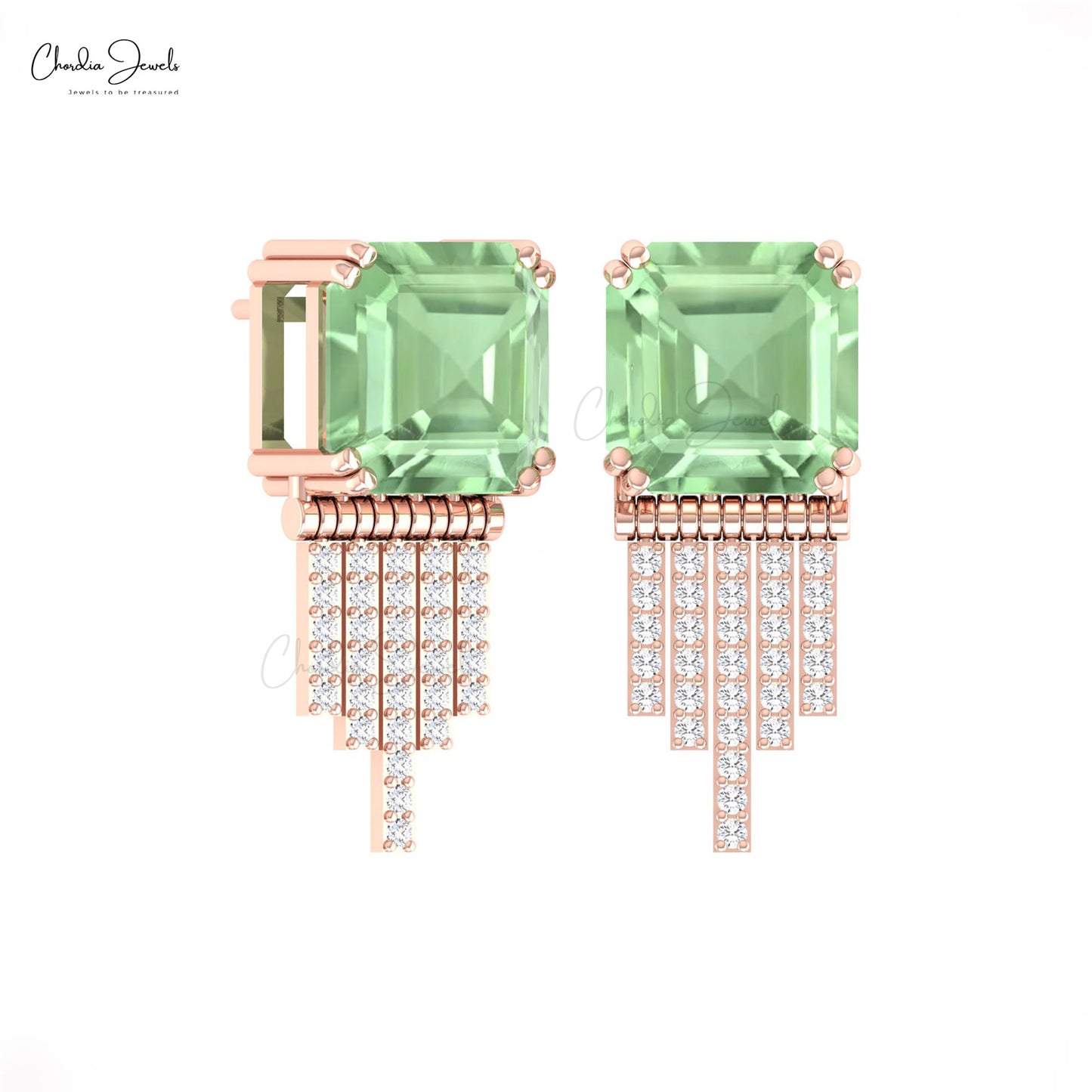 Natural Green Amethyst Earrings