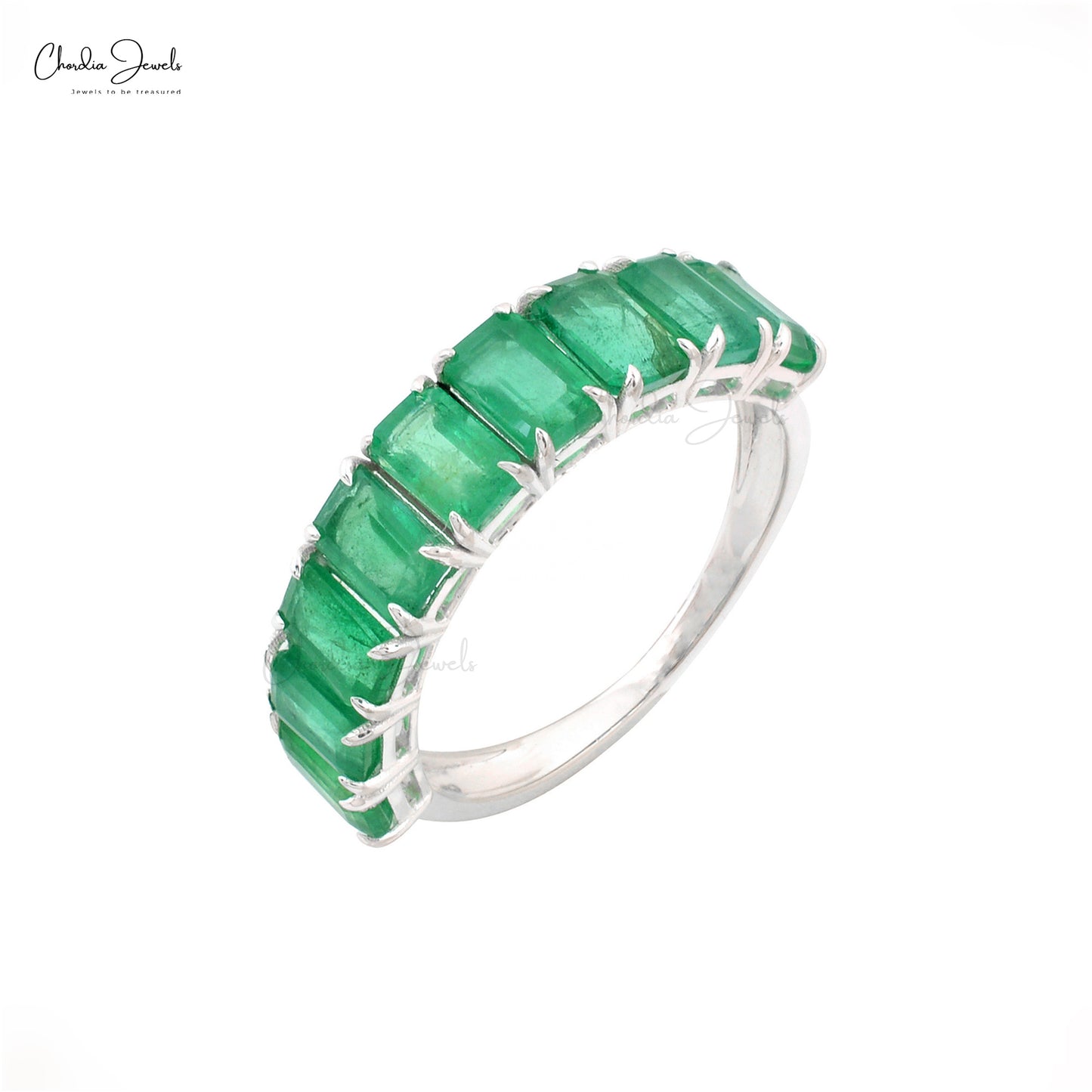 14k Gold Emerald Eternity Band Ring by Chordia Jewels