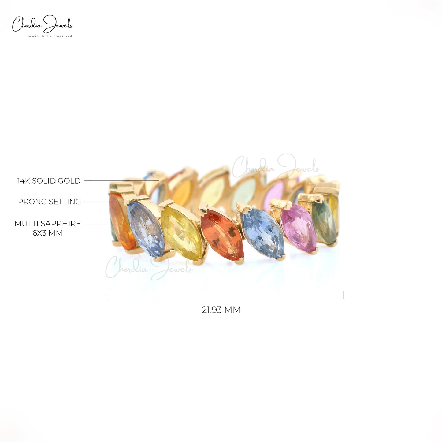 14k Gold Multi Sapphire Eternity Wedding Ring