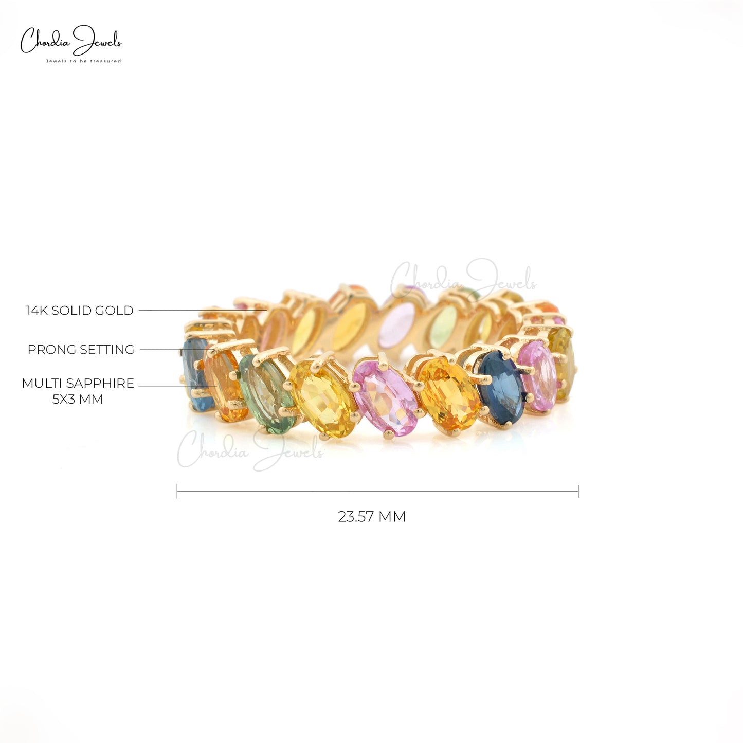 Full Eternity Multi Sapphire Gemstone Ring for Women