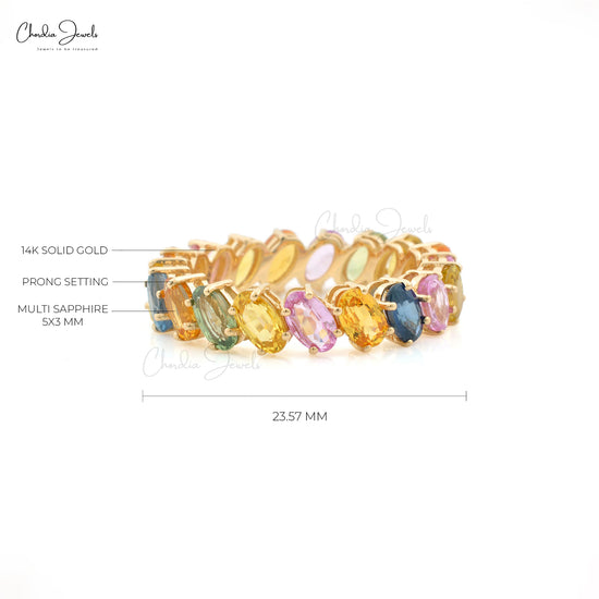 Full Eternity Multi Sapphire Gemstone Ring for Women