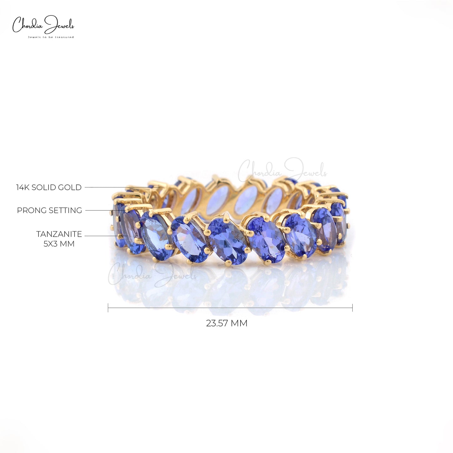 Stackable Tanzanite Eternity Band for Women in Solid Gold