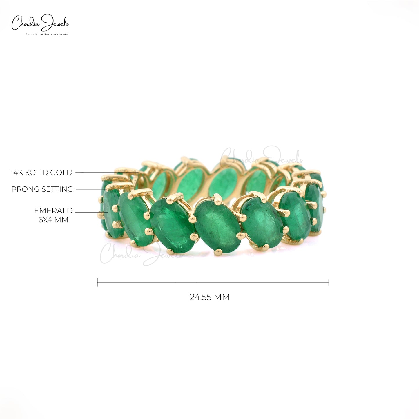 Classic Oval Emerald Eternity Band in Solid Gold by Chordia Jewels