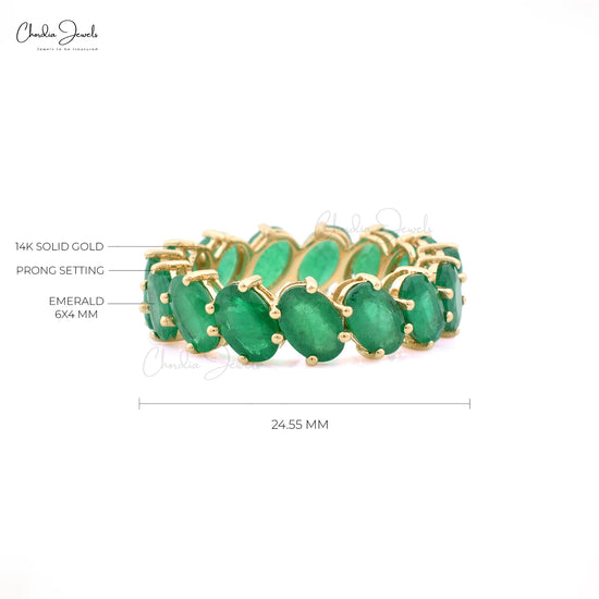Classic Oval Emerald Eternity Band in Solid Gold by Chordia Jewels