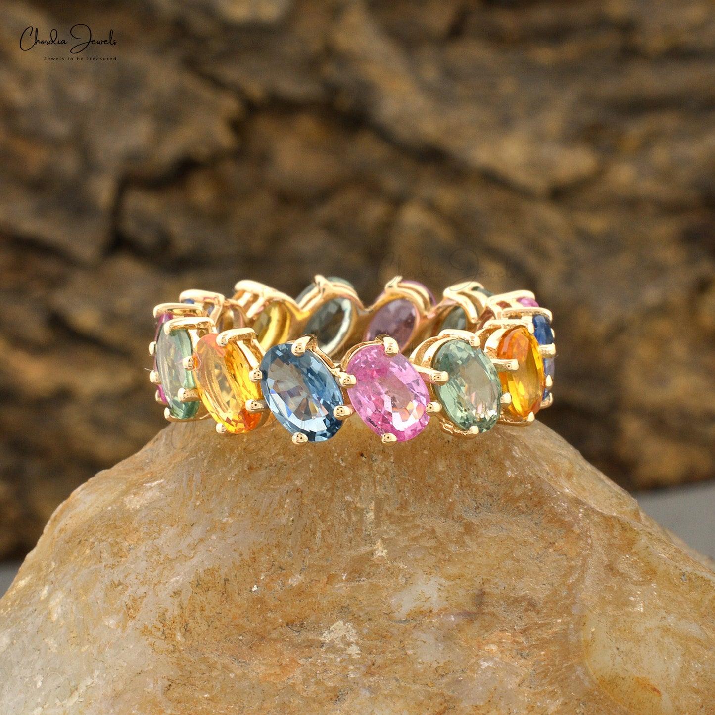 Elegant Multi Sapphire Wedding Band for Women