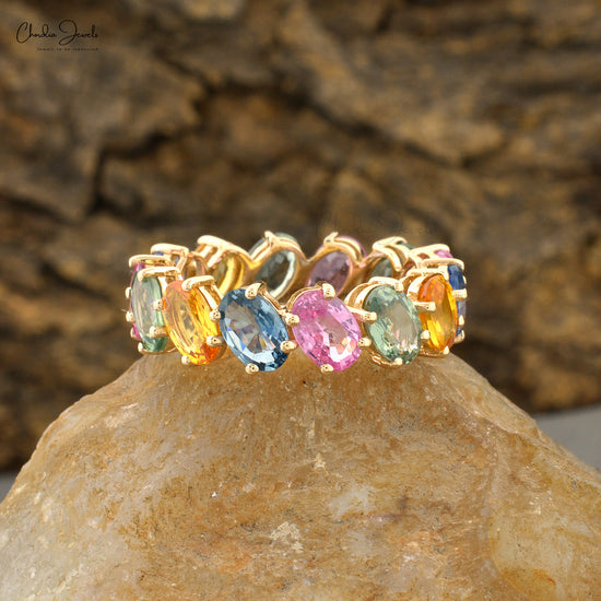 Elegant Multi Sapphire Wedding Band for Women