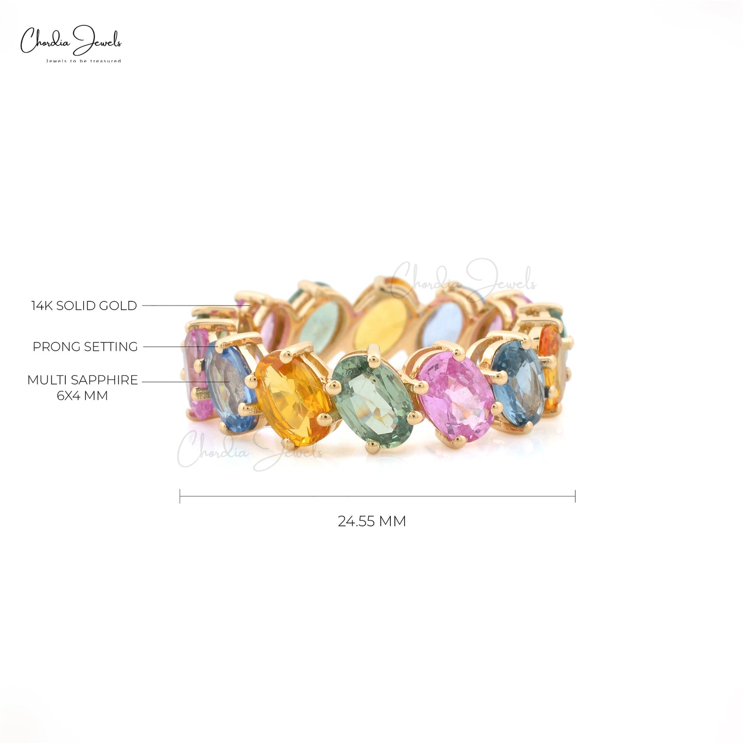 Multi Sapphire Eternity Band Ring for Her by Chordia Jewels