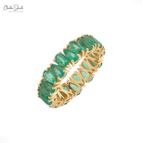 Chordia Jewels 14k Gold Pear Emerald Eternity Band – May Birthstone