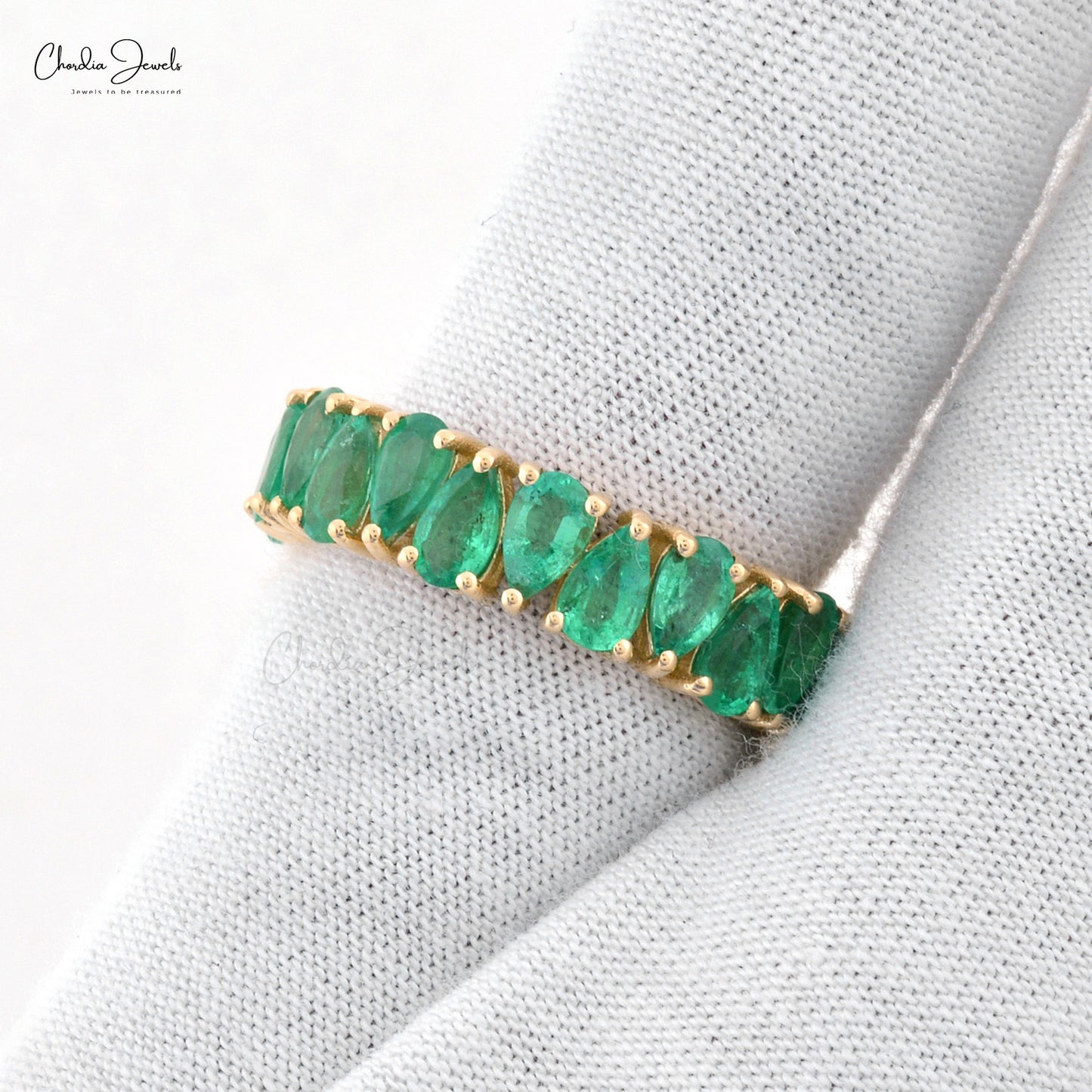 Elegant May Birthstone Emerald Eternity Ring by Chordia Jewels