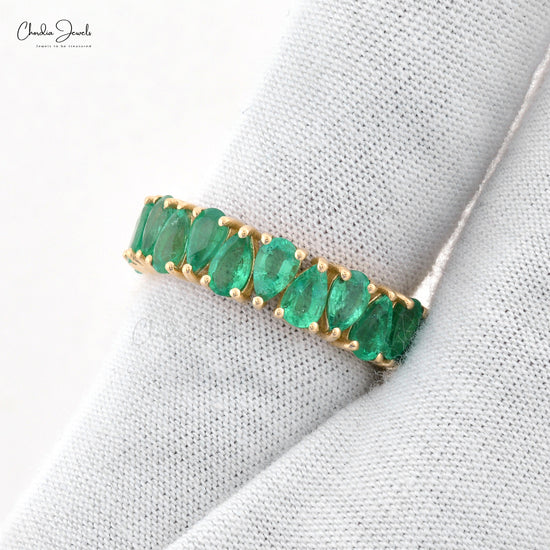Elegant May Birthstone Emerald Eternity Ring by Chordia Jewels