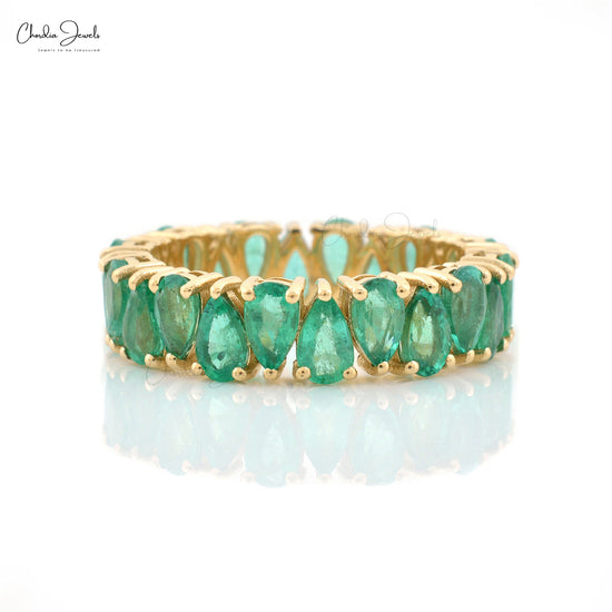 14K Gold Emerald Eternity Ring
