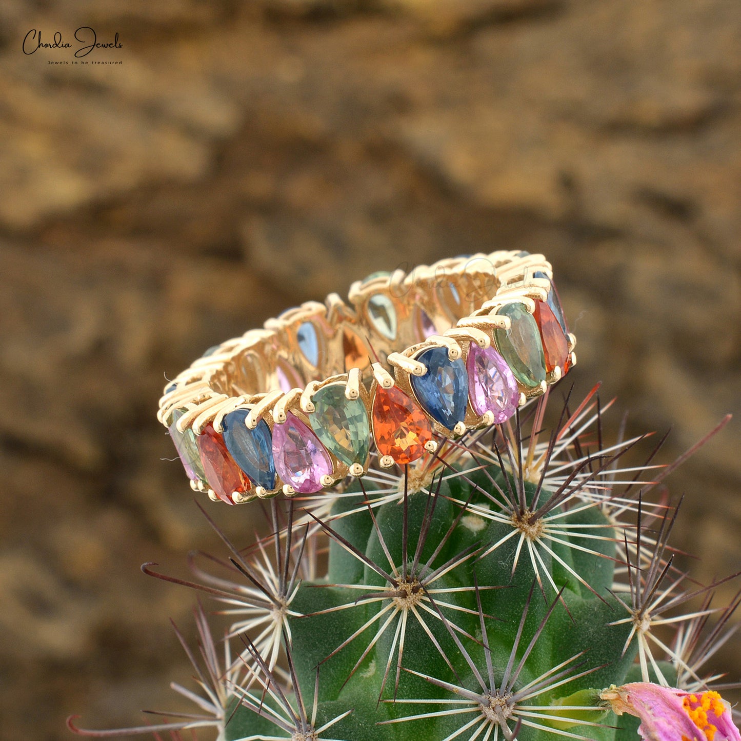 Elegant Multi Sapphire Eternity Band in Solid Gold