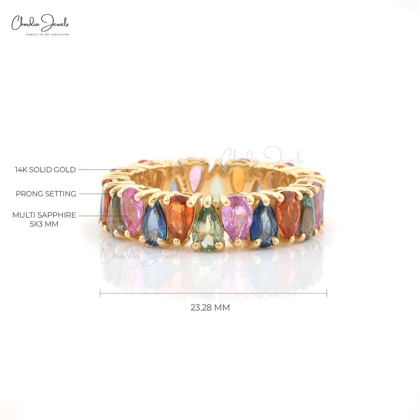 Chordia Jewels Rainbow Sapphire Promise Ring for Women