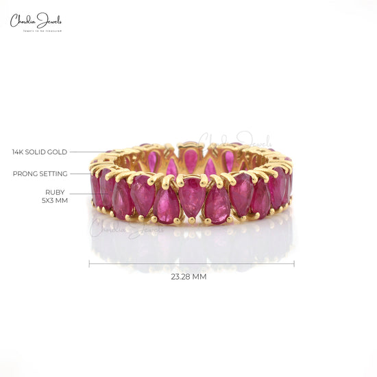 Natural Ruby Gemstone Eternity Band in Solid Gold