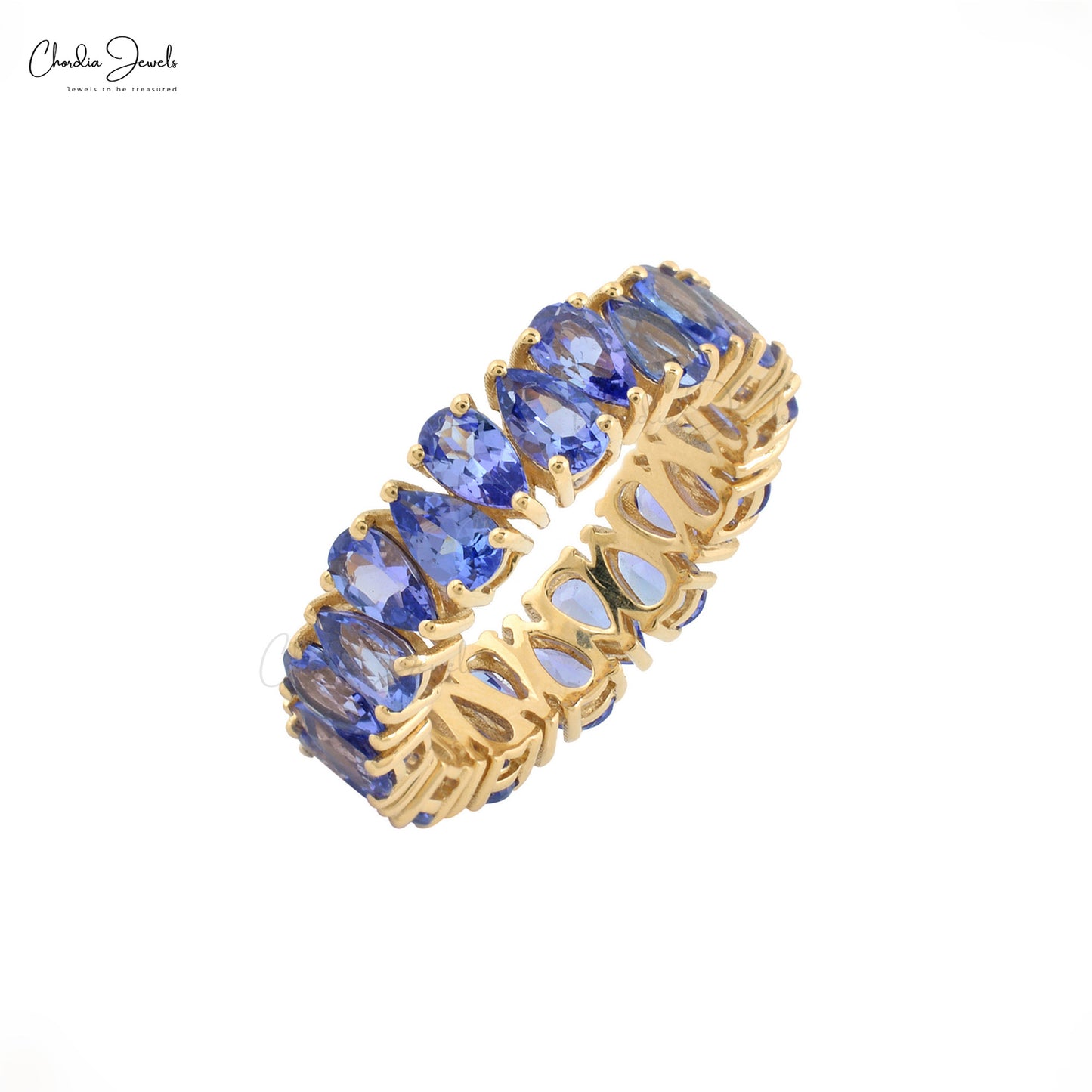 Eternity Band Ring In Solid 14K Gold Genuine Tanzanite Gemstone Stackable Wedding Ring 