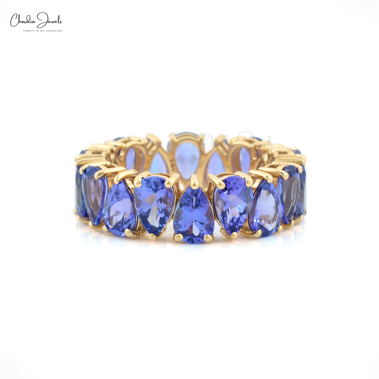 Eternity Band Ring In Solid 14K Gold Genuine Tanzanite Gemstone Stackable Wedding Ring 