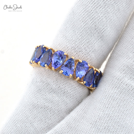 Women’s Stackable Tanzanite Ring in Solid Gold