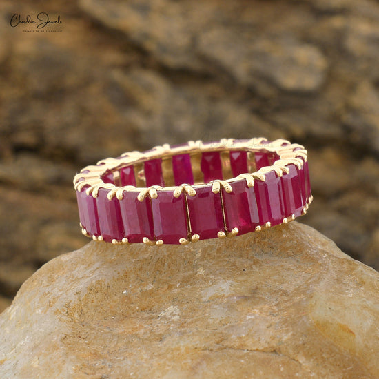 Stackable Ring Ruby Eternity Band Yellow Gold Genuine Ruby