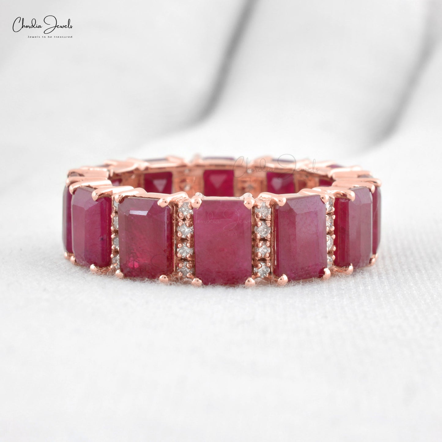 Timeless Rose Gold Ruby Diamond Eternity Band