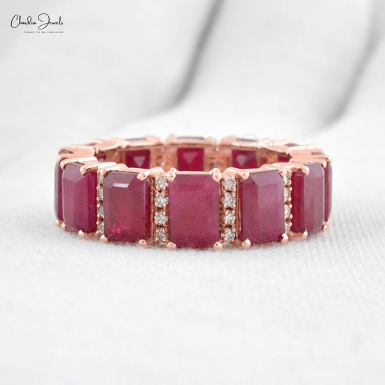 Timeless Rose Gold Ruby Diamond Eternity Band