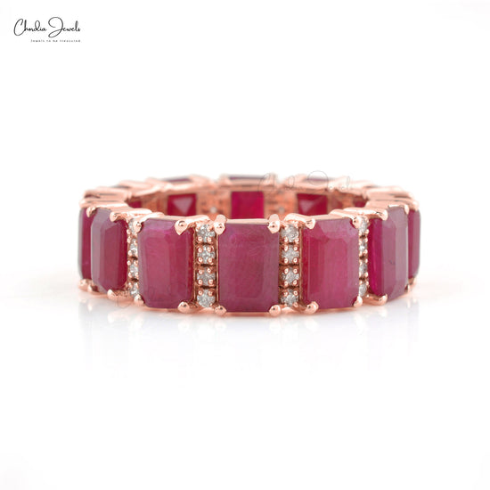 Women’s July Birthstone Ruby and Diamond Ring in Rose Gold
