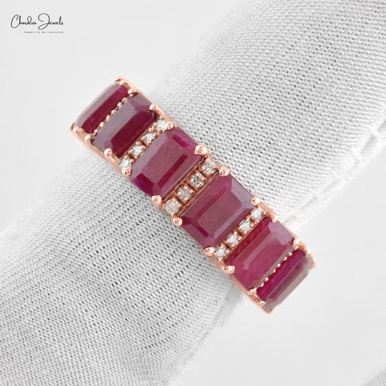 Luxury 14k Gold Ruby Ring with Sparkling Diamonds
