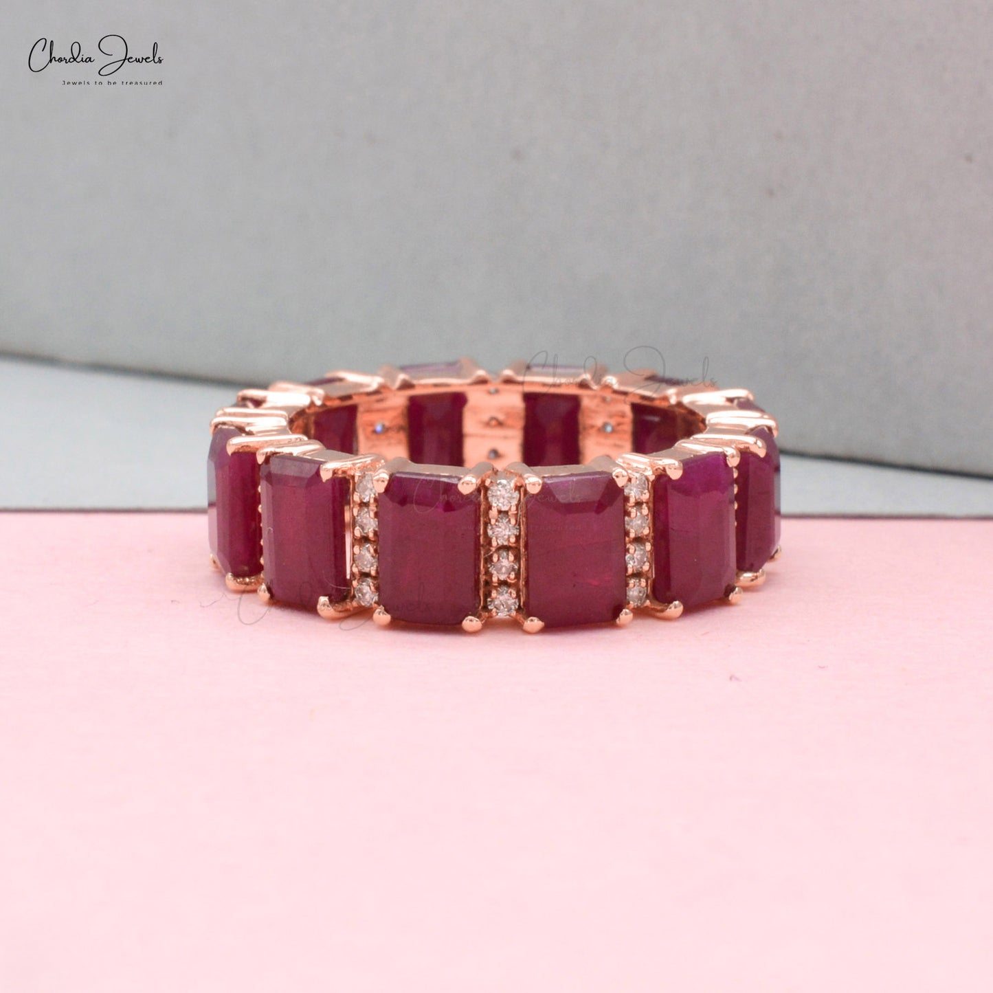 Statement Eternity Ring Featuring Burma Ruby and Diamonds