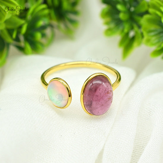 Elegant 14k Solid Yellow Gold Double Stone Ring At Reasonable Price