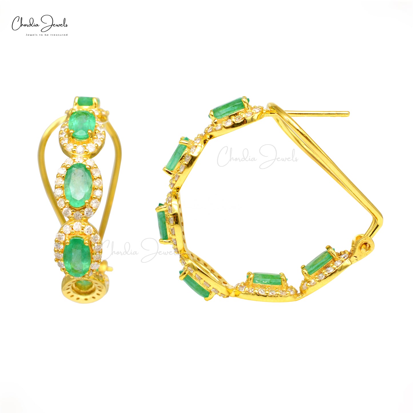 Emerald Diamond Halo Earrings