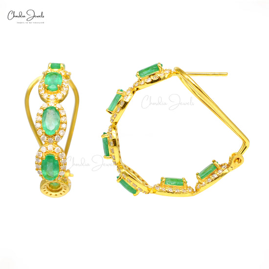 Emerald Diamond Halo Earrings