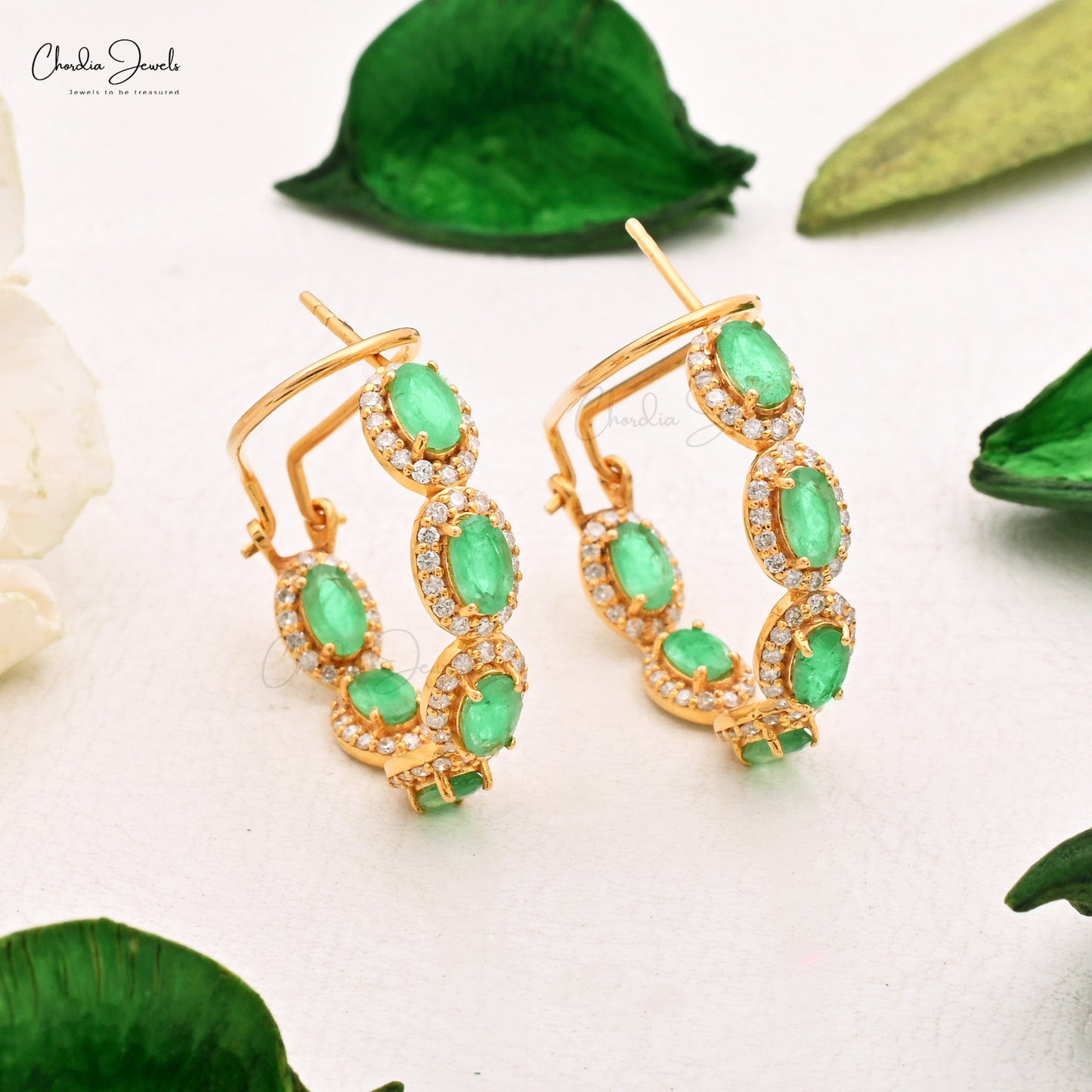 Emerald Hoops Earrings