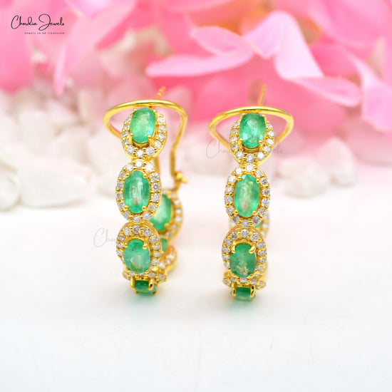 Emerald 14k Gold Earrings