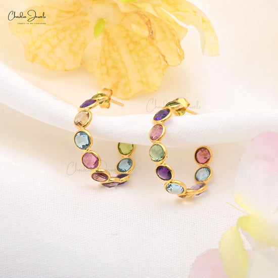 Shop Multi color bezel set earrings