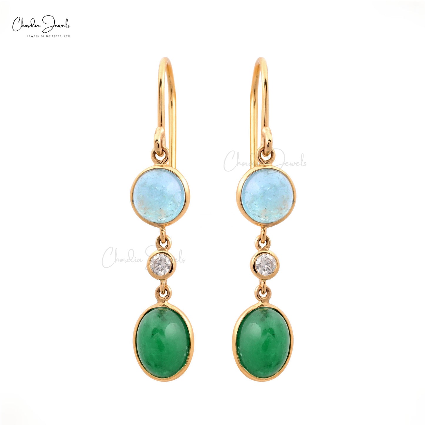 Multistone Yellow gold Earrings 