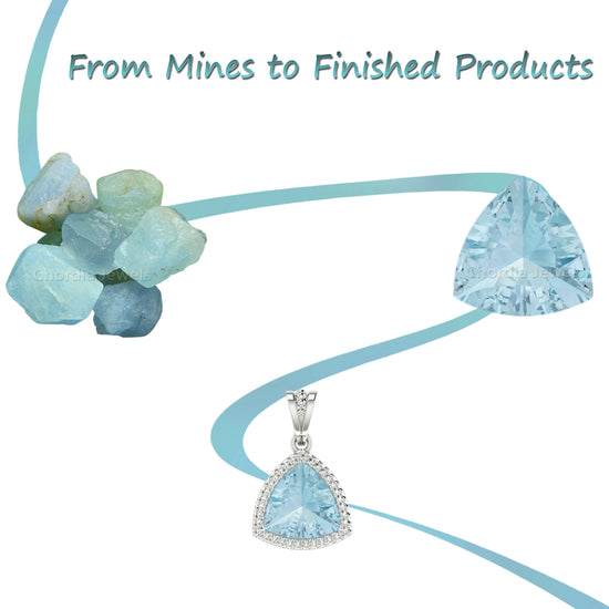 Natural Aquamarine Tear Drop Pendant 14k Solid Gold White Diamond Pendant 0.35 Cts Pear Cut Handmade Gemstone Jewelry For Birthday Gift