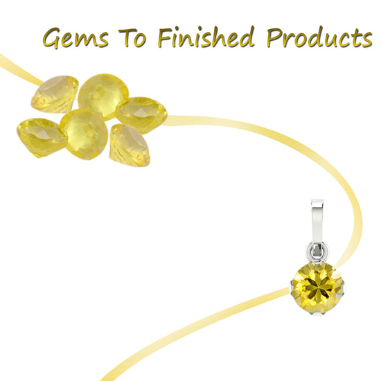 Stunning Yellow Sapphire Pendant In 14k Solid Gold With White Diamond Criss Cross Pendant 5mm Round Cut Handmade Gemstone Pendant For Women's
