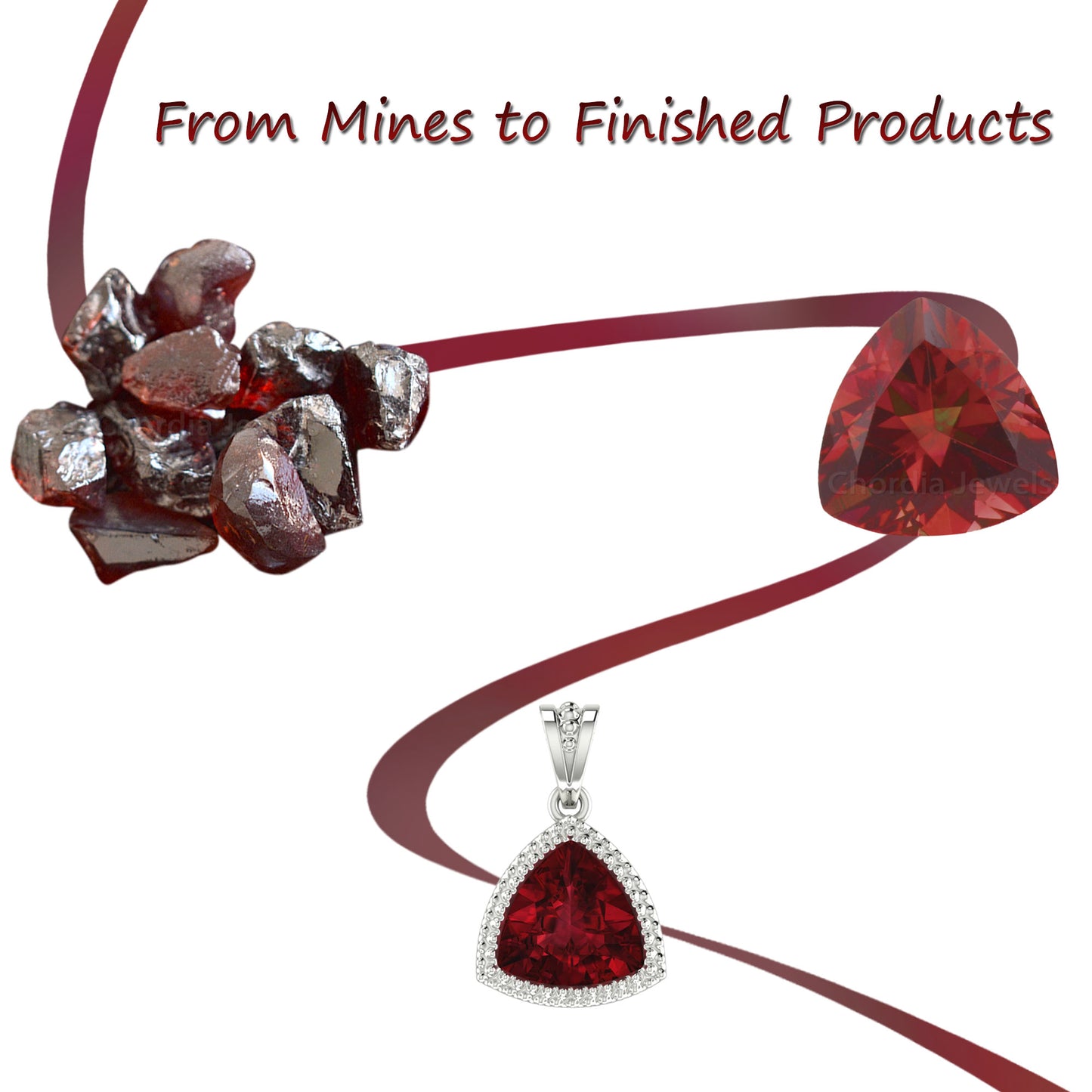 Natural Garnet Pendant in 14k Solid Gold  For Women's