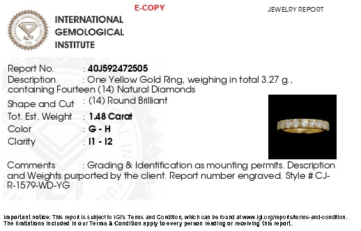 Dainty Round Cut Certified Band In Solid 14k Yellow Gold Diamond Half Eternity Ring US7